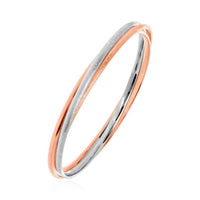 Thumbnail for Textured Interlocking White and Rose Finish Bangle in Sterling Silver Bangles Angelucci Jewelry   