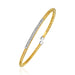 14k Yellow Gold and Diamond 3mm Flexible Bangle Bracelet Bangles Angelucci Jewelry   