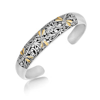 Thumbnail for 18k Yellow Gold and Sterling Silver Cuff with Dragonfly and Flourishes Bangles Angelucci Jewelry   