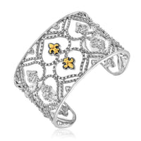 Thumbnail for 18k Yellow Gold & Sterling Silver Byzantine Style Cuff with Diamonds Bangles Angelucci Jewelry   