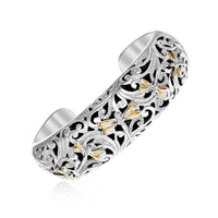 Thumbnail for 18k Yellow Gold & Sterling Silver Diamond Accent Dragonfly Cuff Bangle Bangles Angelucci Jewelry   
