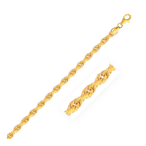 3.5mm 10k Yellow Gold Solid Diamond Cut Rope Bracelet Bracelets Angelucci Jewelry   