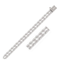 Thumbnail for 5.0 mm 14k White Gold Dual Row Rope Bracelet Bracelets Angelucci Jewelry   