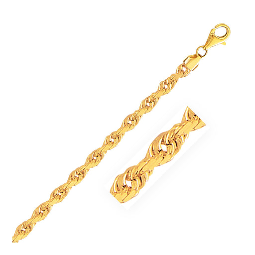 5.0mm 10k Yellow Gold Solid Diamond Cut Rope Bracelet Bracelets Angelucci Jewelry   