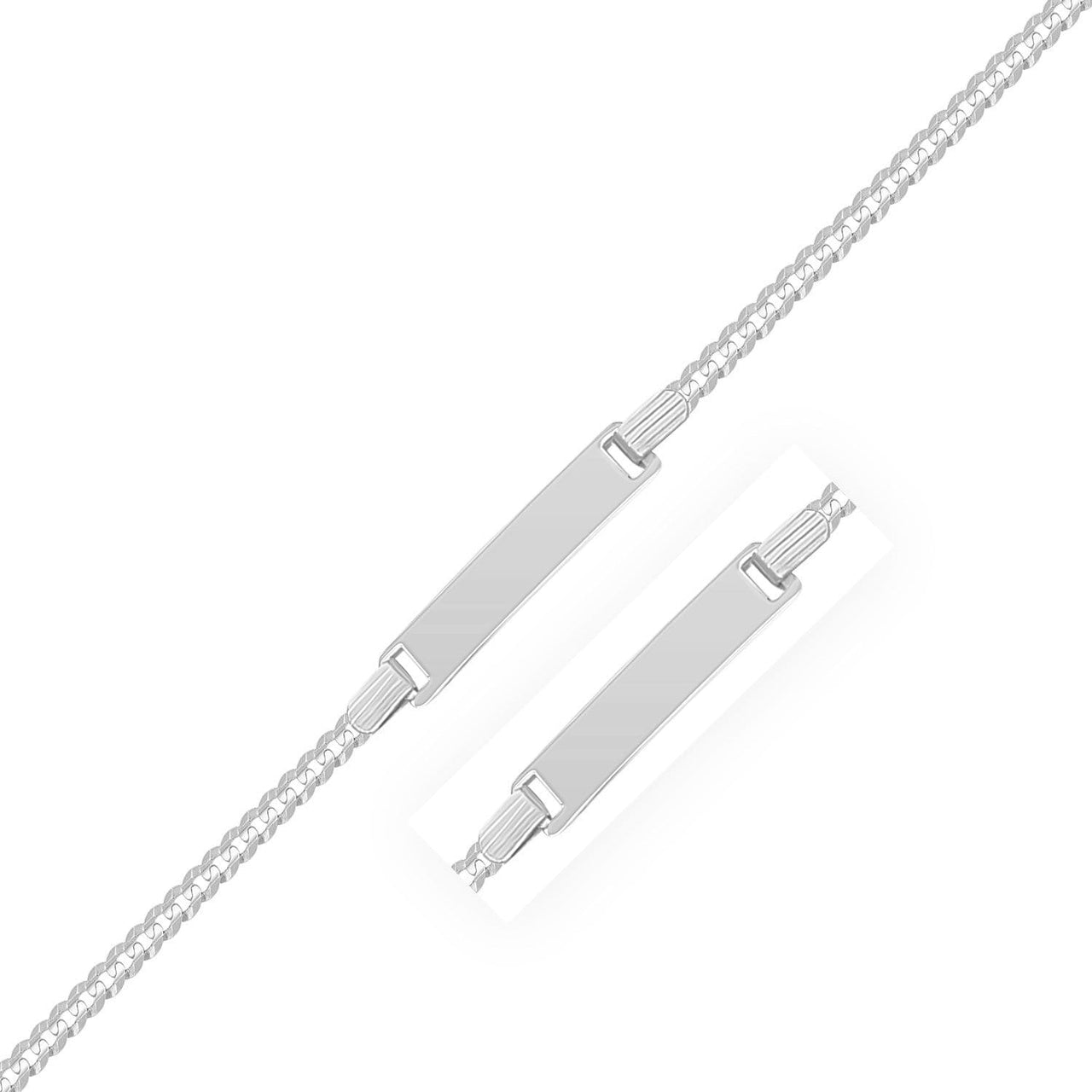 14k White Gold Curb Link Chain Polished Children's ID Bracelet Bracelets Angelucci Jewelry   