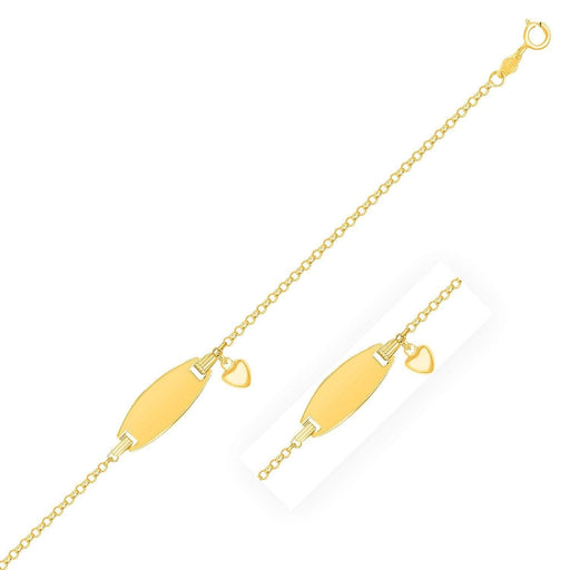 14k Yellow Gold Heart Accented Children's Cable Chain ID Bracelet Bracelets Angelucci Jewelry   