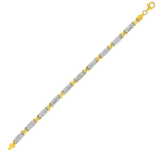 14k Two-Toned Yellow and White Gold Double inchesS inches Pattern Bracelet Bracelets Angelucci Jewelry   