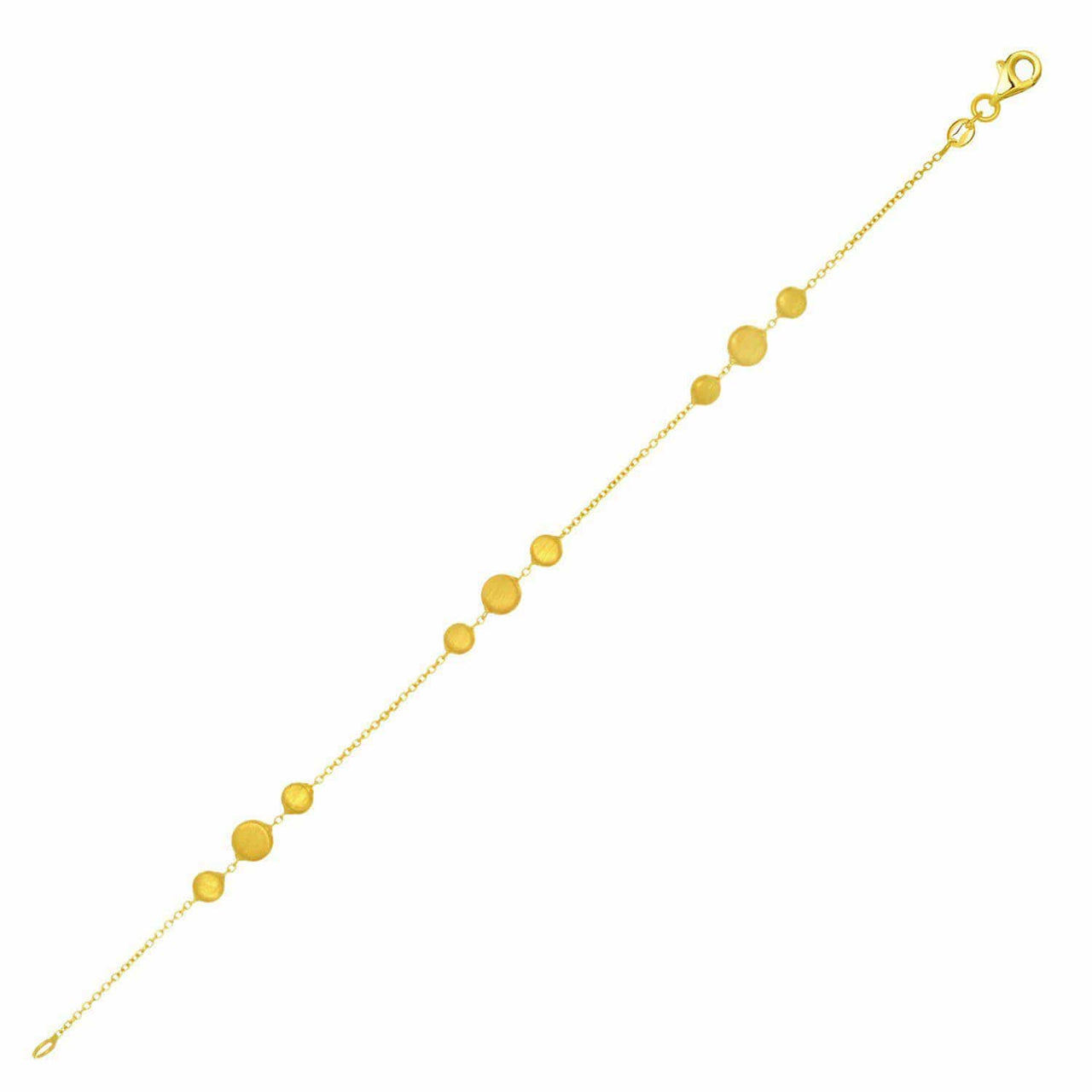 14k Yellow Gold Chain Bracelet with Graduated Pebble Stations Bracelets Angelucci Jewelry   