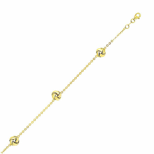 14k Yellow Gold Shiny Love Knot Station Chain Bracelet Bracelets Angelucci Jewelry   