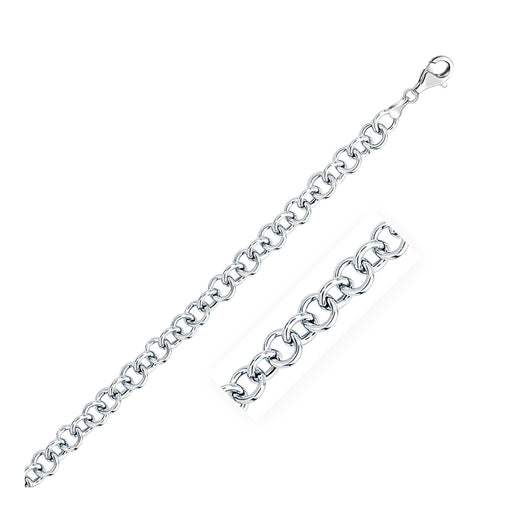7.0mm 14k White Gold Link Charm Bracelet Bracelets Angelucci Jewelry   