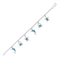 Thumbnail for Bracelet with Seal Life Charms in Opal and Sterling Silver Bracelets Angelucci Jewelry   