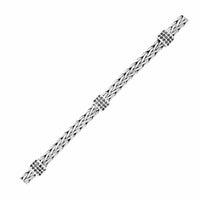 Thumbnail for Sterling Silver Black Sapphire Embellished Woven Bracelet Bracelets Angelucci Jewelry   