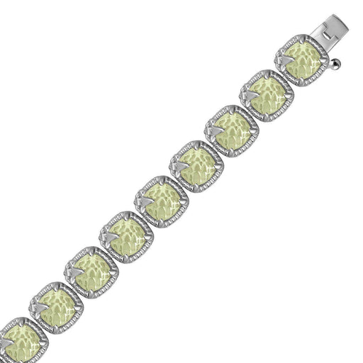 Sterling Silver Bracelet with Multi Gemstone Fleur De Lis Design Bracelets Angelucci Jewelry   