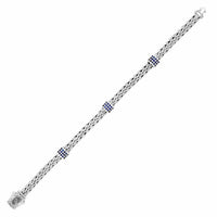 Thumbnail for Sterling Silver Woven Bracelet with Blue Sapphire Stations Bracelets Angelucci Jewelry   