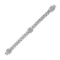 Thumbnail for Sterling Silver Woven Bracelet with White Sapphire Accented Stations Bracelets Angelucci Jewelry   