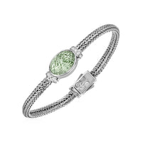 Thumbnail for Woven Rope Bracelet with Green Amethyst and White Sapphires in Sterling Silver Bracelets Angelucci Jewelry   