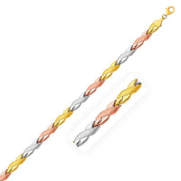 Thumbnail for 14k Tri-Color Gold Shiny and Textured X Link Bracelet Bracelets Angelucci Jewelry   