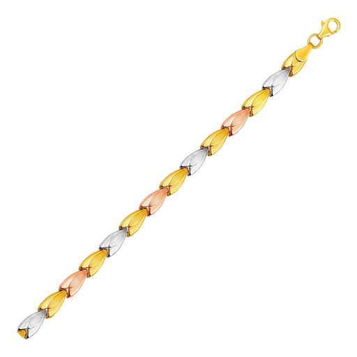 Graduated Flower Link Bracelet in 14k Tri Color Gold Bracelets Angelucci Jewelry   