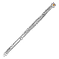Thumbnail for Two Strand Woven Bracelet with Citrine and White Sapphires in Sterling Silver Bracelets Angelucci Jewelry   