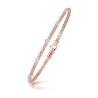 Thumbnail for 14k Two Tone Gold Diamond Accent Station Basket Weave Bracelet Bracelets Angelucci Jewelry   