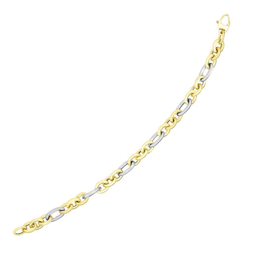 14k Two-Tone Gold Long and Short Style Oval Link Bracelet Bracelets Angelucci Jewelry   