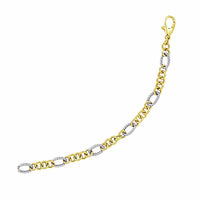 Thumbnail for 14k Two-Tone Gold Rope Motif Oval and Round Link Chain Bracelet Bracelets Angelucci Jewelry   