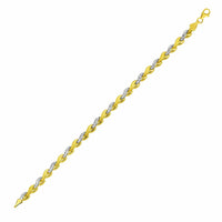 Thumbnail for 14k Two-Tone Gold Woven Heart Textured Link Bracelet Bracelets Angelucci Jewelry   