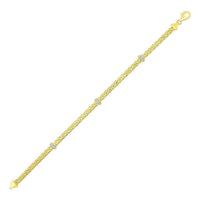Thumbnail for Woven Rope Bracelet with Diamond Accents in 14k Yellow Gold Bracelets Angelucci Jewelry   