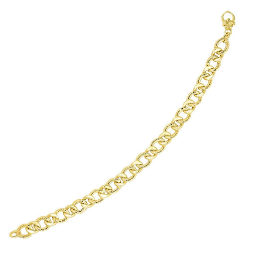 14k Yellow Gold Curb Chain Design with Diamond Cuts Bracelet Bracelets Angelucci Jewelry   