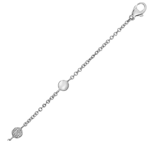 14k White Gold and Diamond Puff Circle Motif Bracelet (1/10 cttw) Bracelets Angelucci Jewelry   