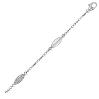 Thumbnail for 14k White Gold and Diamond Puff Marquise Motif Bracelet (1/10 cttw) Bracelets Angelucci Jewelry   