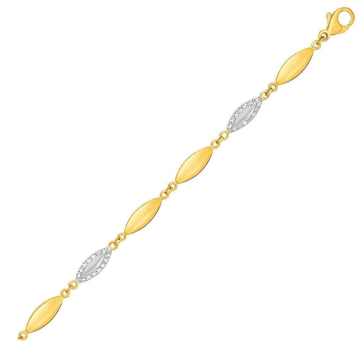 14k Yellow Gold and Diamond Marquise Motif Bracelet (1/5 cttw) Bracelets Angelucci Jewelry   