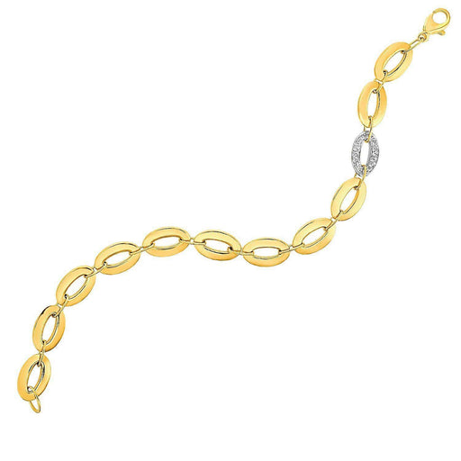 14k Yellow Gold and Diamond Oval Link Bracelet (1/10 cttw) Bracelets Angelucci Jewelry   