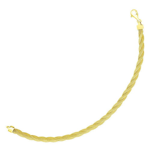14k Yellow Gold Braided Motif Fox Chain Bracelet Bracelets Angelucci Jewelry   