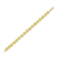 Thumbnail for 14k Yellow Gold Mariner Bracelet with Puff Sanded Textured Links Bracelets Angelucci Jewelry   