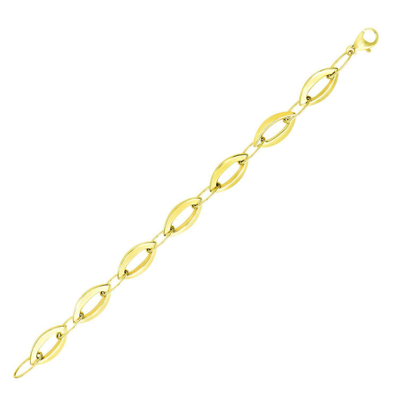 14k Yellow Gold Marquis and Oval Cable Chain Bracelet Bracelets Angelucci Jewelry   