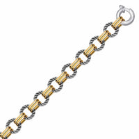 Thumbnail for 18k Yellow Gold and Sterling Silver Polished and Round Cable Chain Bracelet Bracelets Angelucci Jewelry   