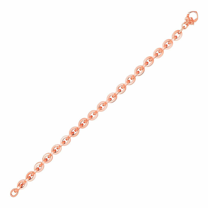 Shiny Oval Link Bracelet in 14k Rose Gold Bracelets Angelucci Jewelry   