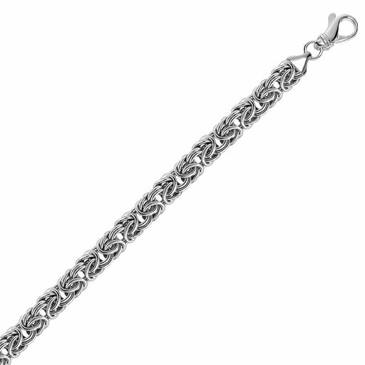 Sterling Silver Byzantine Chain Bracelet with Rhodium Plating Bracelets Angelucci Jewelry   