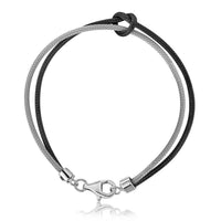 Thumbnail for Sterling Silver Rhodium and Ruthenium Plated Knot Motif Wheat Bracelet Bracelets Angelucci Jewelry   
