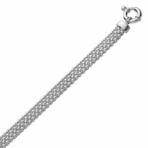Sterling Silver Rhodium Plated Chain Bracelet with a Flat Oval Station Bracelets Angelucci Jewelry   