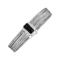 Thumbnail for Three Strand Bracelet with Black Onyx and White Sapphires in Sterling Silver Bracelets Angelucci Jewelry   