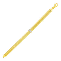 Thumbnail for Two Strand Woven Rope Bracelet with Diamond Accents in 14k Yellow Gold Bracelets Angelucci Jewelry   