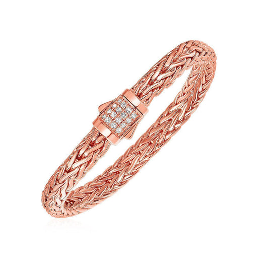 White Sapphire And Rose Gold Vermeil Embellished Bracelet in Sterling Silver Bracelets Angelucci Jewelry   
