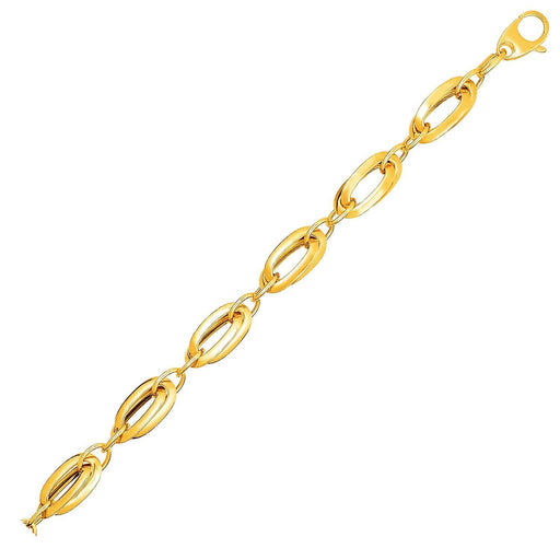 14k Yellow Gold Bracelet with Long Double Oval Links Bracelets Angelucci Jewelry   