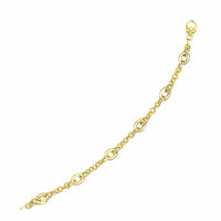 Thumbnail for 14k Yellow Gold Oval and Round Link Textured Chain Bracelet Bracelets Angelucci Jewelry   