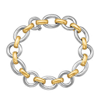 Thumbnail for 18k Yellow Gold and Sterling Silver Diamond Cut Rhodium Plated Bracelet Bracelets Angelucci Jewelry   