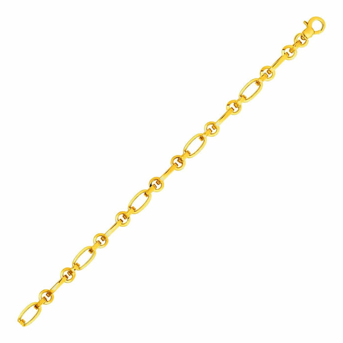 Bracelet with Alternating Round and Oval Links in 14k Yellow Gold Bracelets Angelucci Jewelry   