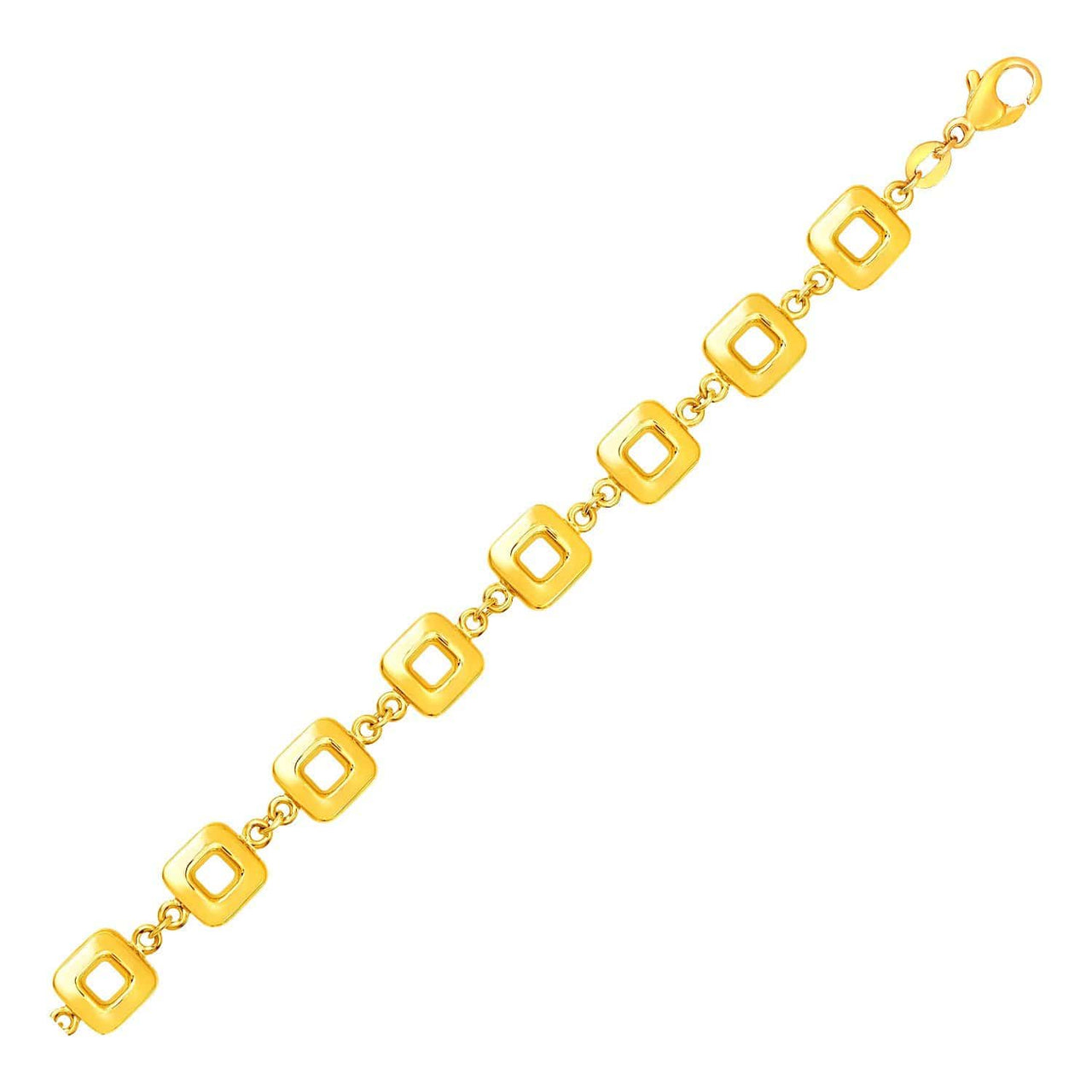 Bracelet with Shiny Square Links in 14k Yellow Gold Bracelets Angelucci Jewelry   