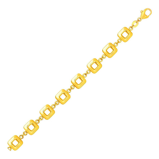 Bracelet with Shiny Square Links in 14k Yellow Gold Bracelets Angelucci Jewelry   